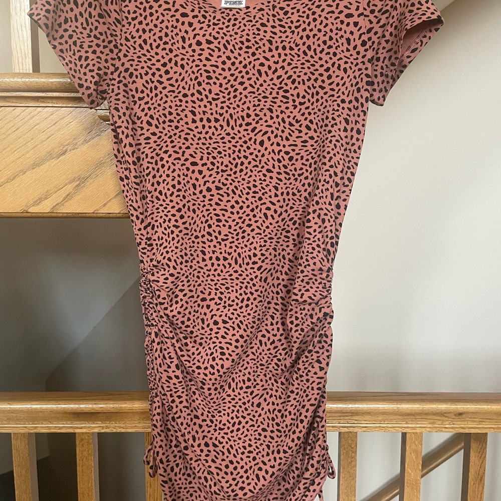 PINK Victoria's Secret Rust Pink Leopard Ruched Mini Dress